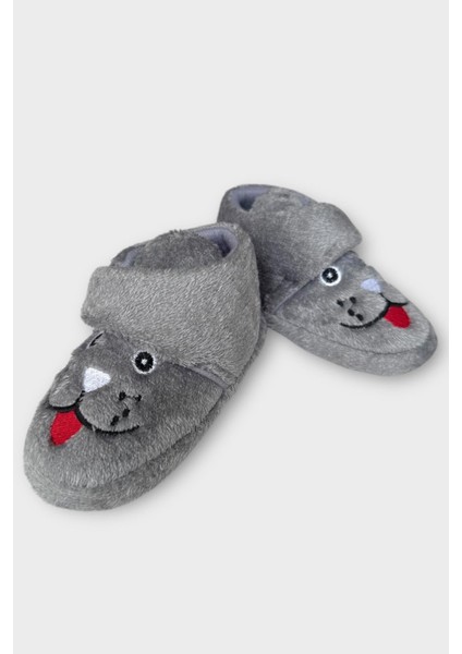 Çocuk Cırtlı Kaydırmaz Taban Anaokulu Kreş Ev Ayakkabısı Panduf Gri fırsatları