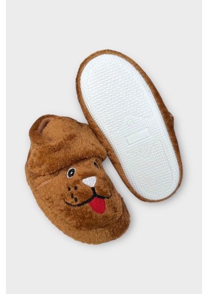 Çocuk Cırtlı Kaydırmaz Taban Anaokulu Kreş Ev Ayakkabısı Panduf Vizon