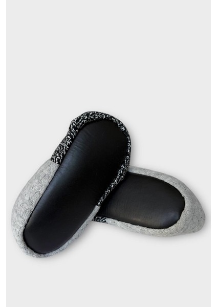 Erkek Örgülü Panduf Ev Botu Gri