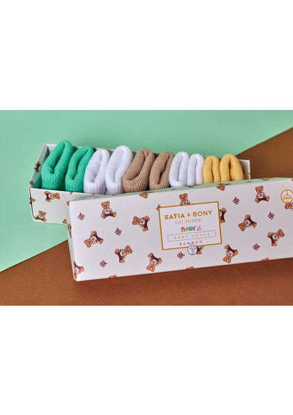 5'li Paket Yenidoğan Bambu Bebek Çorap Renkli