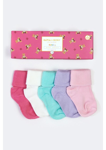 5'li Paket Yenidoğan Bambu Bebek Çorap Renkli