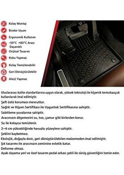 Fiat Egea Sedan 3D Havuzlu Paspas Yüksek Koruma Sağlayan Özelliklerle fiyatları