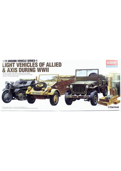 13416 1/72 Ölçek, Alman ve Amerikan Hafif Araçları Demonte, Plastik Maket Seti