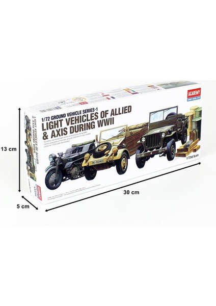 13416 1/72 Ölçek, Alman ve Amerikan Hafif Araçları Demonte, Plastik Maket Seti