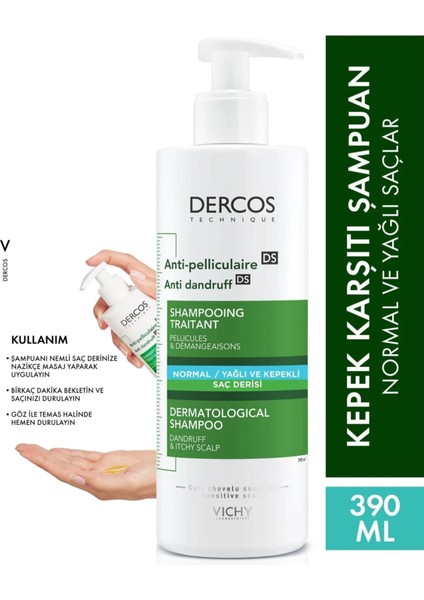 Vichy Dercos Normal ve Yağlı Saçlar Için Salisilik Asit Içeren Kepek Karşıtı Şampuan 390 ml x 2 Adet fiyatları