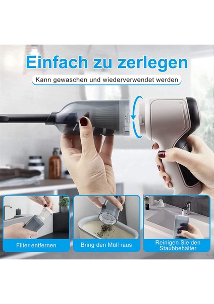 3x 4in1 120W Kablosuz Hava Üfleyici Taşınabilir Hava Duster Mini 9000PA Kablosuz Vakum Süpürge Siklonik Eş (Yurt Dışından) modelleri