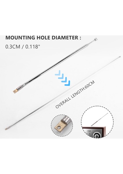 Radyo Tv Için Yedek 60 cm 4 Bölüm Teleskopik Anten Anteni (Yurt Dışından) indirimleri