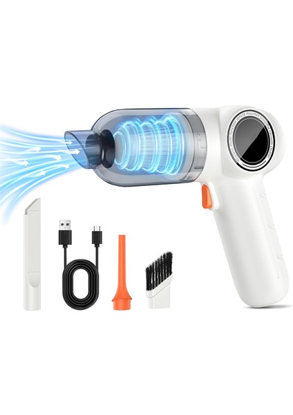 Kablosuz Elle Taşınan Araç Elektrikli Süpürge, Toz Çıkarma ve Üfleme Için Güçlü Mini Elektrikli Süpürge, Beyaz (Yurt Dışından)