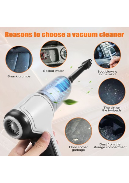 2x 4in1 120W Kordonsuz Hava Üfleyici Taşınabilir Hava Duster Mini 9000PA Kablosuz Araç Vakum Süpürge Siklonik Eş (Yurt Dışından) indirimleri