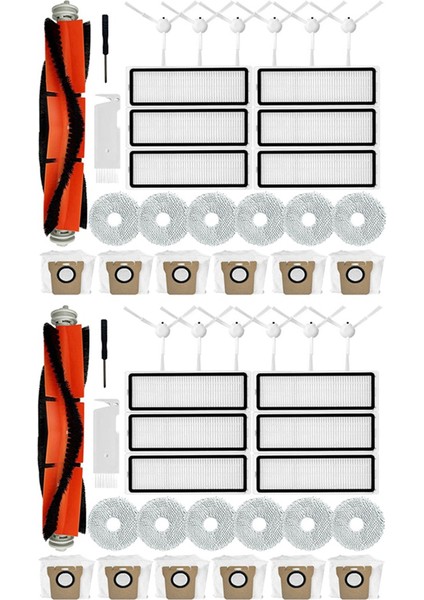 2x Xiaomi Robot Vakum X10+ / B101CN / Dream L10S Ultra / S10 Pro Ana Yan Fırça Hepa Filtre Mop Bez Toz Torbaları (Yurt Dışından)