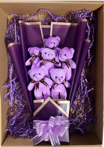 Premium 6 Yumoş Mor Peluş Ayıcık Buketi- Doğum Günü, Özel Gün - Eşe, Sevgiliye Hediye fırsatları