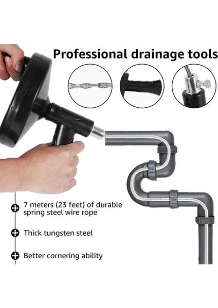 El Manuel Tahliye Tıkık Çıkartma Esnek Tel Halat ile Yeniden Kullanılabilir Drenaj Temizleyicisi Slip Olmayan Tutamak, 7 Metre (Yurt Dışından) fırsatları