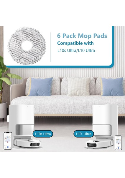 6pcs Paspas Bez Pedleri Dream L10S ULTRA/L10 Ultra Robot Vakum Süpürge Parçaları Yeniden Kullanılabilir Islak Kopu Pedleri (Yurt Dışından) modelleri