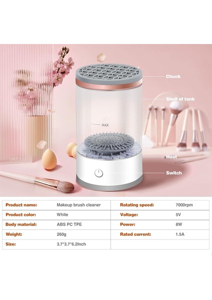 Makyaj Fırçası Temizleyici, Derin Temizleme Için Otomatik Kaynak Rahat Fırça Temizleyici, Kurulmaya Gerek Yok, Tek Tıklamayla Çalıştırma (Yurt Dışından) fırsatları