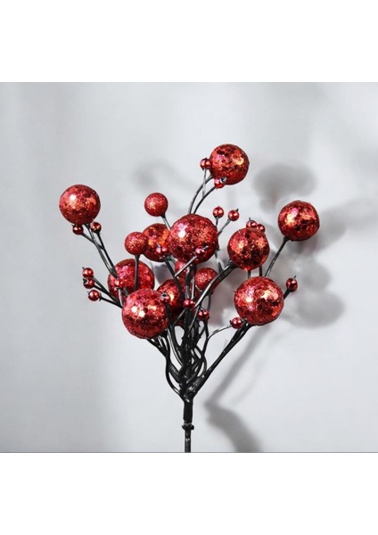 Yılbaşı Süsü Simli Pullu Mini Berry Kırmızı 20 cm fiyatları