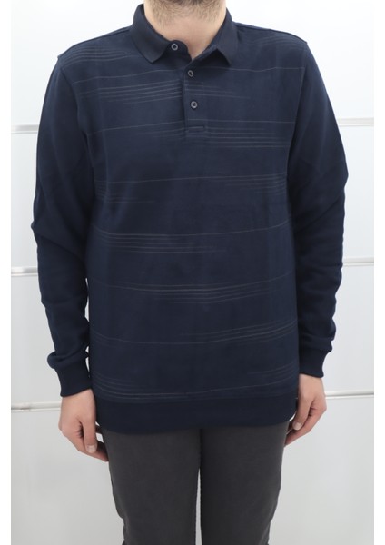 Fistan Store Erkek Desenli Spor Kesim Normal Kalıp Polo Yaka Selanik Kumaşlı Kışlık Kazak