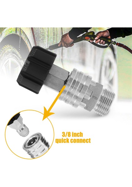 8pcs Basınçlı Yıkayıcı Adaptör Kiti, Paslanmaz Çelik Hızlı Bağlantı Seti, M22 14MM Ila 3/8 Inç Hızlı Bağlantı Kesme Kiti (Yurt Dışından) indirimleri