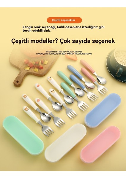 Karikatür Çocuk Kaşık-Çatal Kutusu Üçlü Set (Yurt Dışından) fırsatları