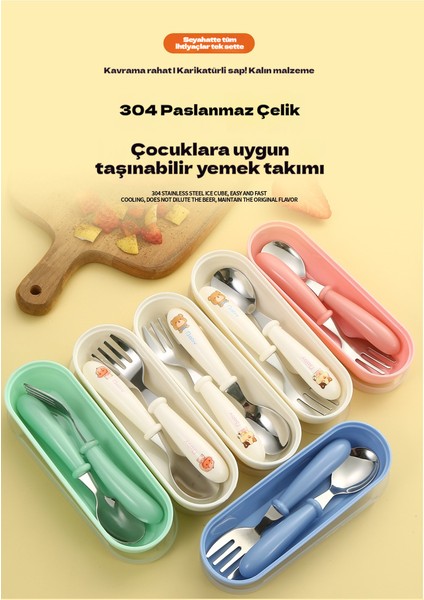 Karikatür Çocuk Kaşık-Çatal Kutusu Üçlü Set (Yurt Dışından) fiyatları