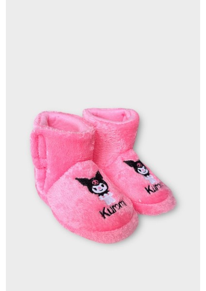 Çocuk Kuromi Nakış Detaylı Panduf Pembe