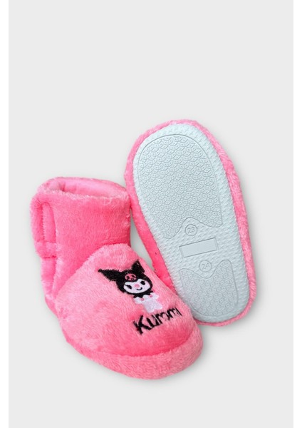 Çocuk Kuromi Nakış Detaylı Panduf Pembe