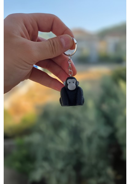 Goril Anahtarlık – Siyah Örgü Desenli Sert Figür Sevimli Mini Aksesuar | Amigurumi Tarzı Çanta Süsü modelleri