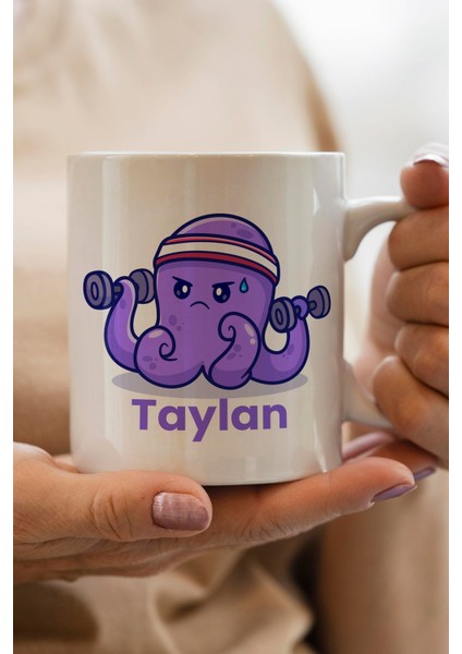 Sporcu Ahtapot Yılbaşı Hediyesi Kişiye Özel Kupa Bardak