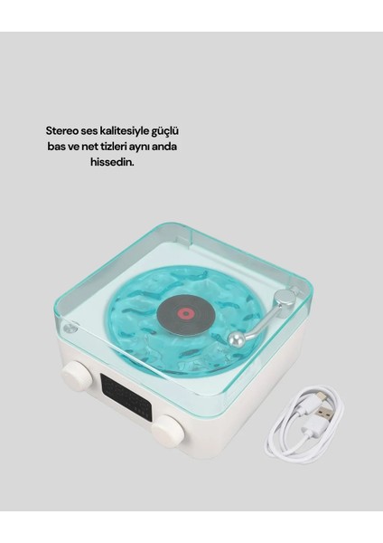 Retro Tasarımlı Gece Lambalı Bluetooth Hoparlör – Saat ve Pil Göstergeli fırsatları