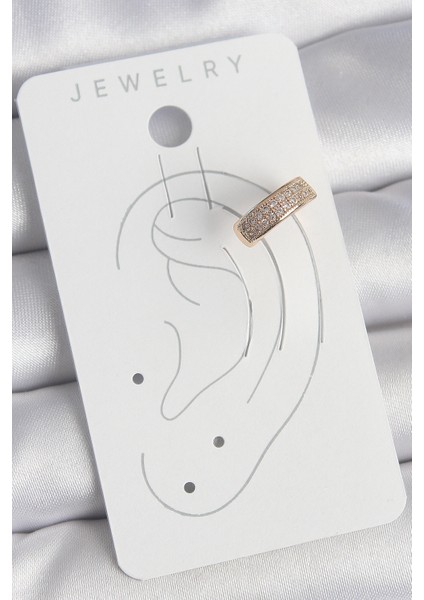 Pirinç Gold Renk Zirkon Taşlı Kadın Kıkırdak Küpe - TJ-BKP10577