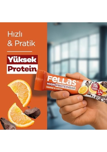 Fellas Yüksek Protein Bar Portakal & Kakao 45 gr x 12 Adet fiyatları