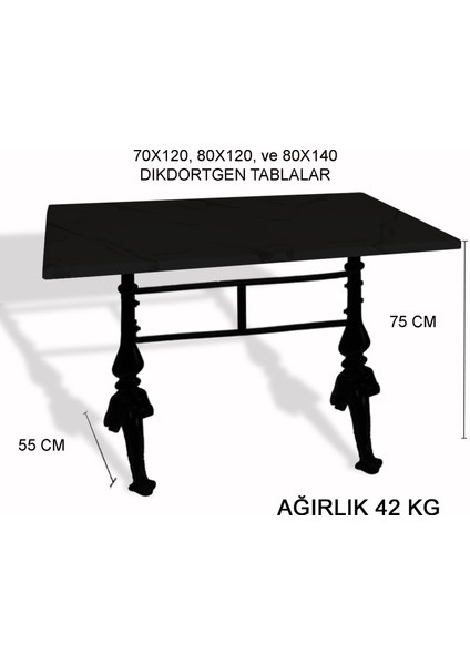 Çipa 3001 Döküm Ayak Masa 80X120 cm - (Werzalit, Wermodin ve Allzalit Tabla) - Afyon Mermer fiyatları