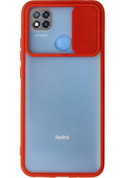 Xiaomi Redmi 9c Kılıf Palm Buzlu Kamera Sürgülü Silikon - Kırmızı - FKU6415-1390