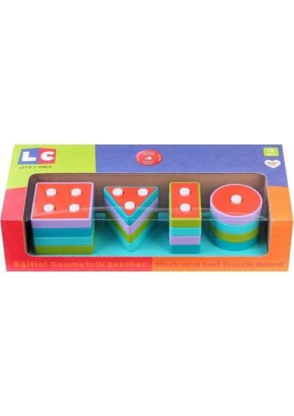 Eğitici Geometrik Şekiller Renkli Zeka Oyunu 0-8 Yaş Erkek Çocuklar İçin