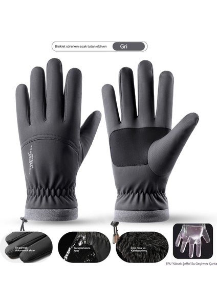 2025 Yeni Kayak Eldivenleri Erkekler Kış Kadife Kalın Su Geçirmez Dokunmatik Ekran Kaymaz Sürme Sıcak Eldivenler (Yurt Dışından)
