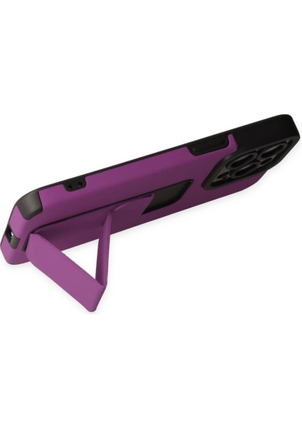 iPhone 13 Pro Max Kılıf Mega Standlı Silikon - Mor - FKU6604-6455 fırsatları