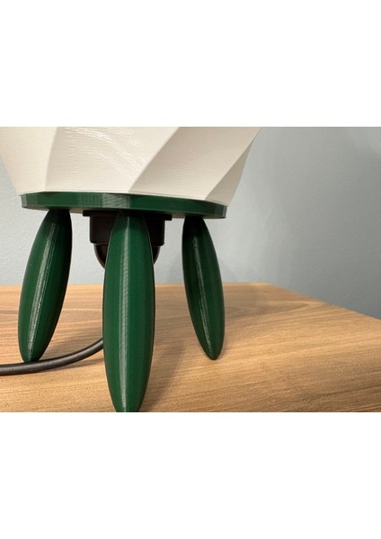 Masaüstü Abajur - Beyaz & Yeşil - (Beyaz LED Ampul Hediyeli) fiyatları