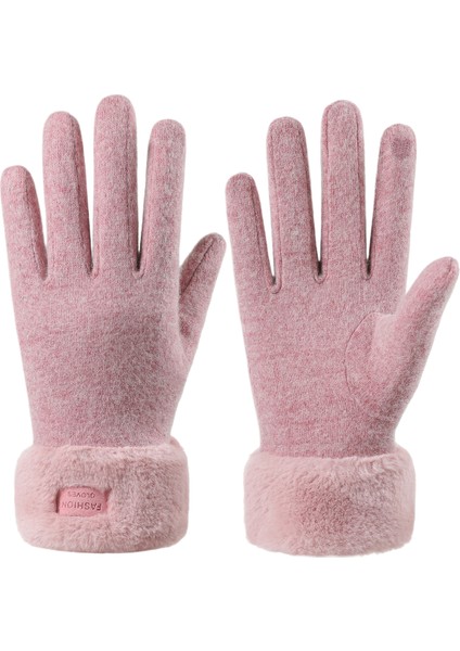 Yeni Kaşmir Kış Eldivenleri Bayanlar Açık Bisiklet Yürüyüş Artı Kadife Dokunmatik Ekran Moda Bilek Artı Sıcak Eldivenler (Yurt Dışından)