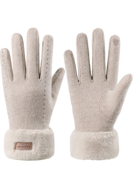 Yeni Kaşmir Kış Eldivenleri Bayanlar Açık Bisiklet Yürüyüş Artı Kadife Dokunmatik Ekran Moda Bilek Artı Sıcak Eldivenler (Yurt Dışından)