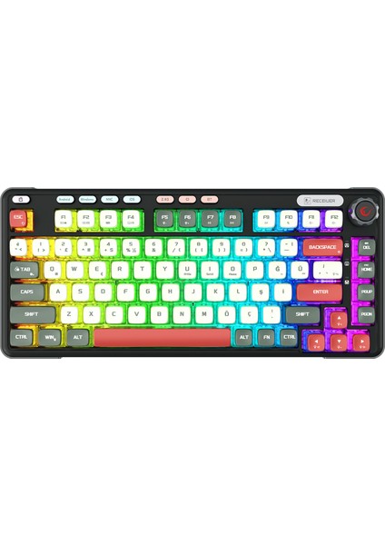 Eira Transparan Hot Swap 2.4G + BT Wireless RGB Gasket Oil Switch Türkçe Q Pudding PBT Keycaps Mekanik Klavye fiyatları