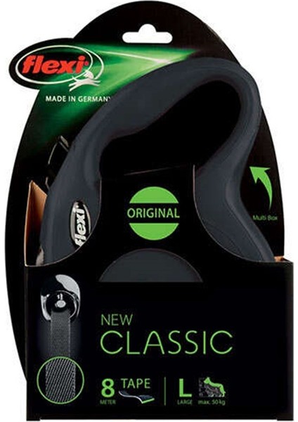 Flexi New Classic Otomatik Siyah Şerit Gezdirme Large 8 Mt fırsatları
