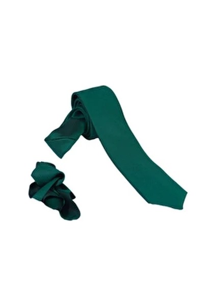 Özel Desenli Yeşil Kravat Mendil Seti Erkekler İçin Şık Tasarım