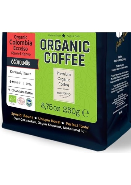 Moliendo Organic Colombia Excelso Yöresel Kahve (Öğütülmüş Filtre Kahve) 250 G fiyatları