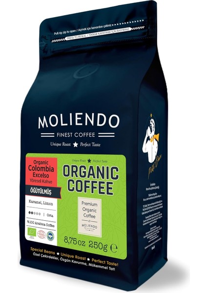 Moliendo Organic Colombia Excelso Yöresel Kahve (Öğütülmüş Filtre Kahve) 250 G modelleri