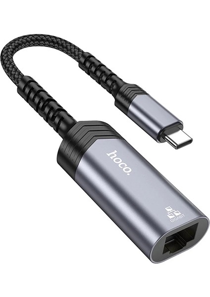 Hoco UA26 Type-C Otg RJ45 Internet Adaptörü Dönüştürücü 1000 MBPS-(5775) - ?48?30E6-7G7048