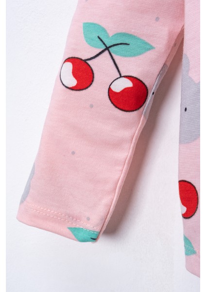 Kız Çocuk Kiraz Desenli Pijama Takımı - Uyku Bandı Hediyeli fırsatları