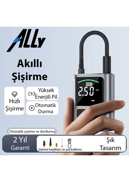 Ally ST-5528 Dijital Basınç Göstergeli Oto Lastik Şişirme Pompası Hava Kompres - ?70?80E8-7G9 fiyatları
