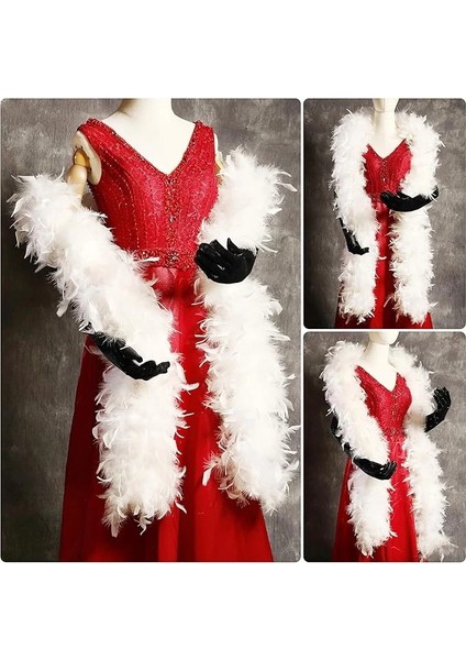 Beyaz Renk Kabarık Kalın Otriş Boa Tüy 6 cm Genişlik 180-200 cm Uzunluk - Lisinya modelleri