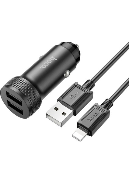 Hoco Z49 Çift USB Girişli Araç Şarj Başlık + USB To iPhone Lightning Kablo-(57 - ?03?53E9-3G0 fiyatları