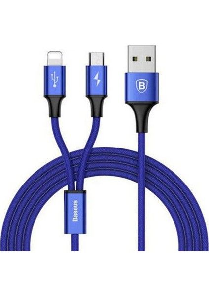 Baseus Rapid Series 2in1 Iphone+ Micro USB 3.0A USB Kablo Şarj 120CM-(5775) - ?52?64E9-3G4352 modelleri