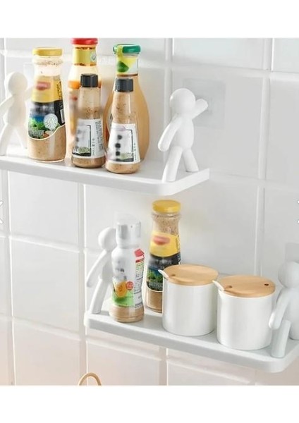 İnsan Figürlü Yapışkanlı Çok Amaçlı Duvar Rafı